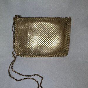 Gorgeous Gold Colored Chainmail Crossbody Evening Purse with Chain Strap